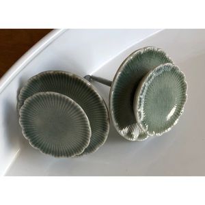 2 ceramic light green knobs from Anthropolo…